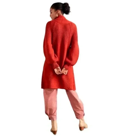 NWT Anthropologie Layered Shawl Knit Orange Sweater Coat by TINY Size Small - Picture 3 of 11